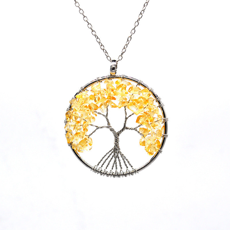 Wholesale Natural Colorful Crystal Life Tree Necklace